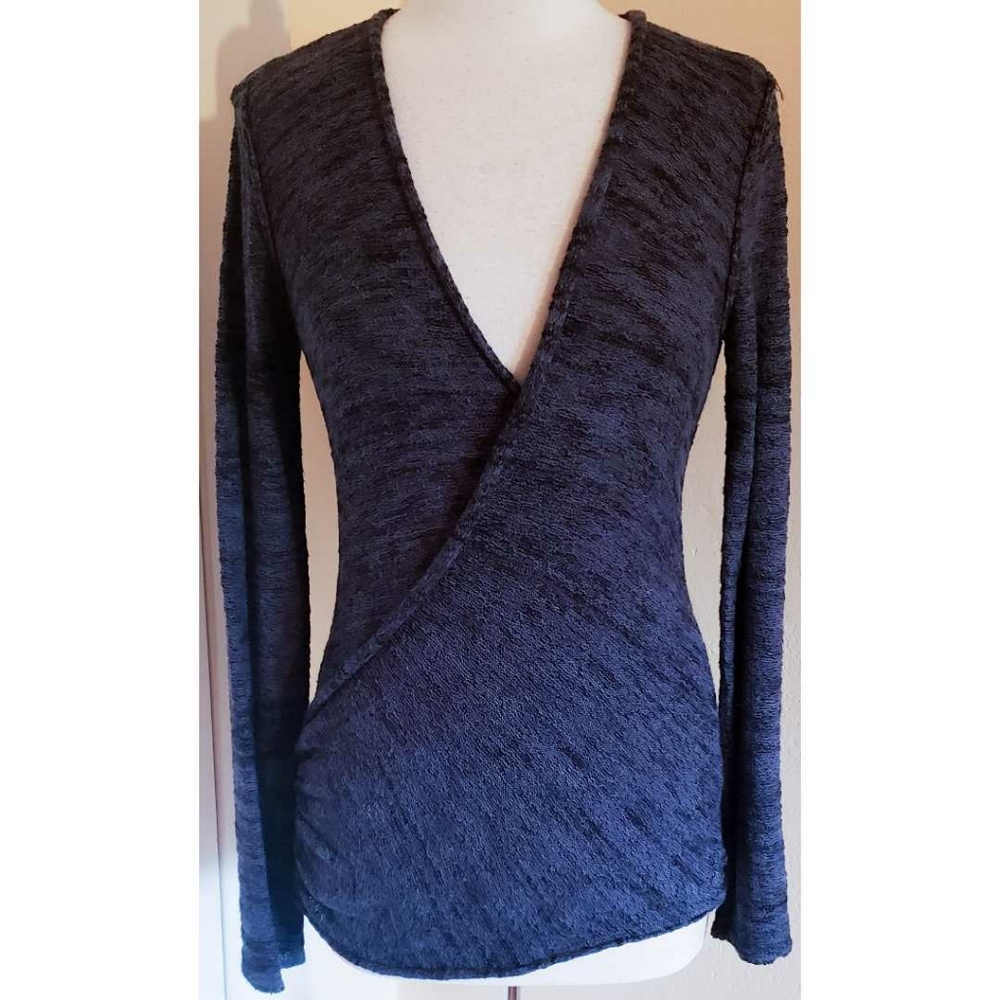Free People Gotham Faux Wrap Sweater Navy Blue - Picture 3 of 5